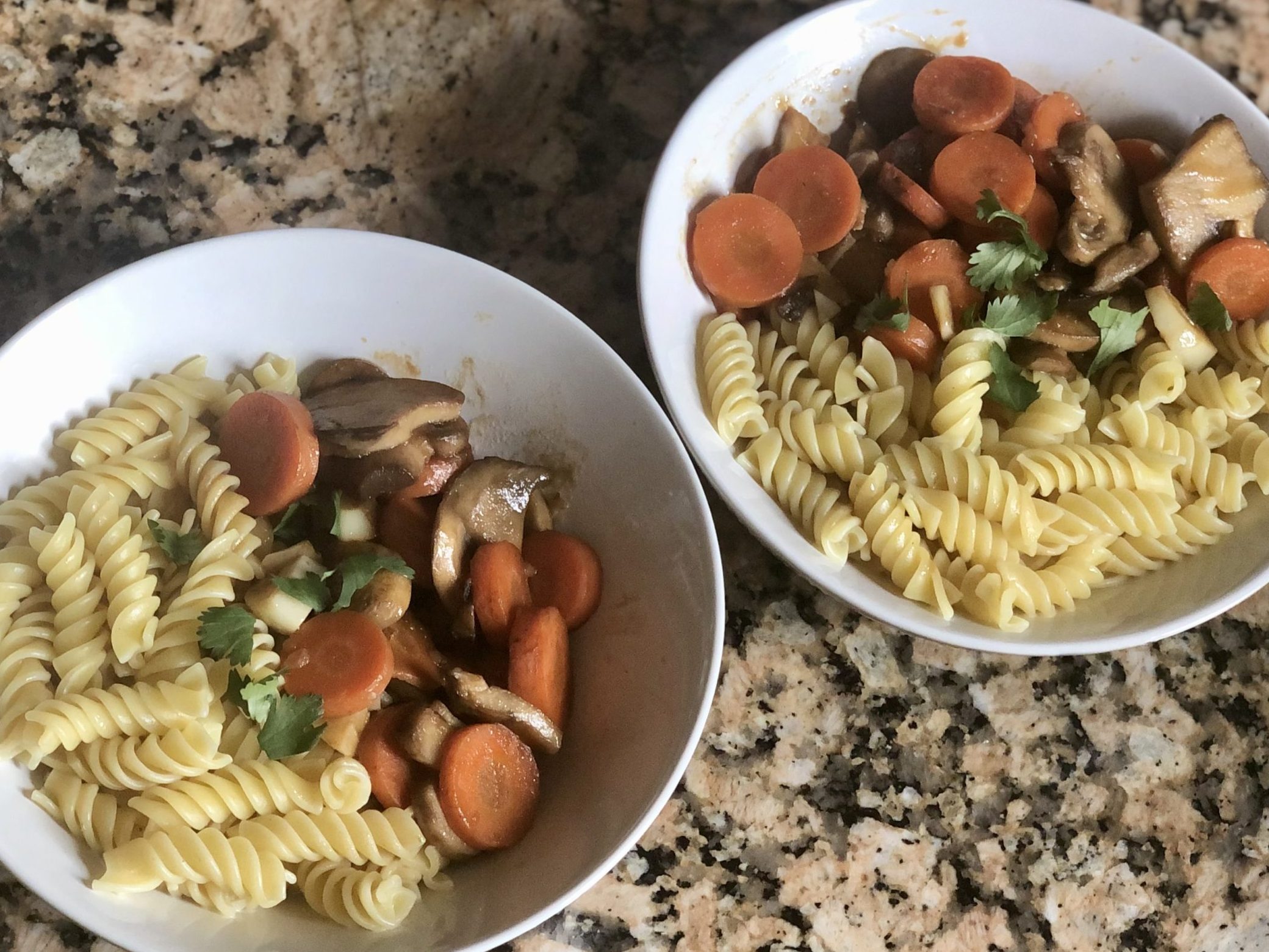 Healthy Vegan Pasta with Mushroom Carrot Sauce