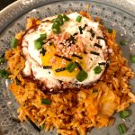 kimchi fried rice with egg on top